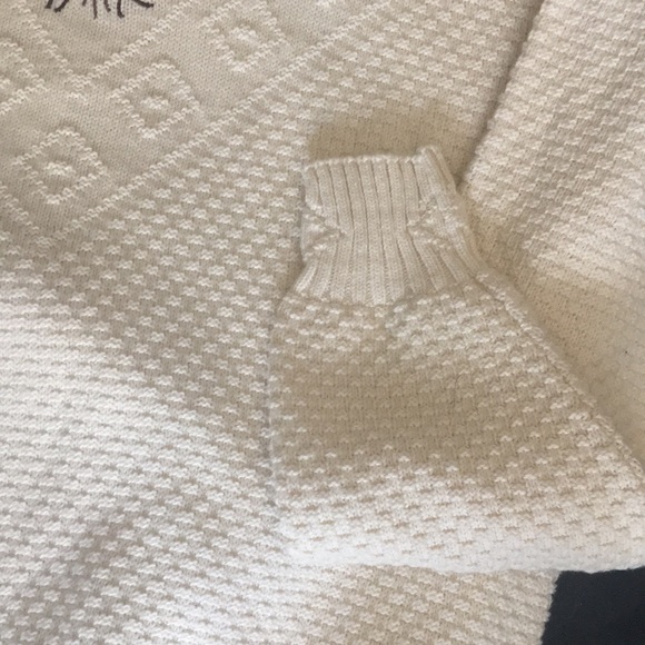 Vtg Winter Sweater-Large-Off White w/Brown & Green Embroidery- CK Grace-Canada - Picture 3 of 9